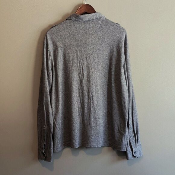 Banana Republic Size Large Button Up Shirt Mens Soft Gray Lux Touch Epaulets LS - Picture 5 of 7